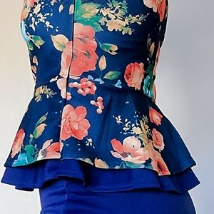 Colours & flowers peplum dress